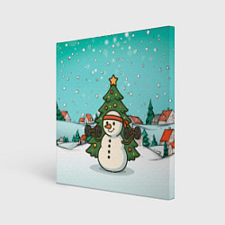 Холст квадратный Снеговик - Новогодний Зож, цвет: 3D-принт