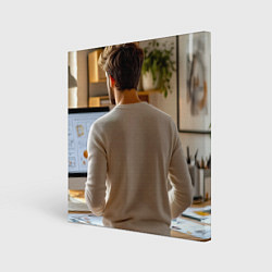 Холст квадратный Креативный процесс дизайнер за работой, цвет: 3D-принт