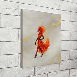 Холст квадратный Красная огненная лошадка походка по подиуму, цвет: 3D-принт — фото 2