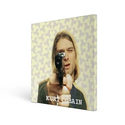 Холст квадратный Кобейн с пистолетом, цвет: 3D-принт