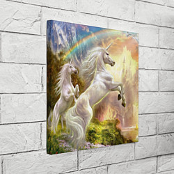 Холст квадратный Радужный единорог, цвет: 3D-принт — фото 2