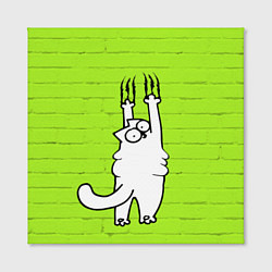 Холст квадратный Кот Симон на стене, цвет: 3D-принт — фото 2