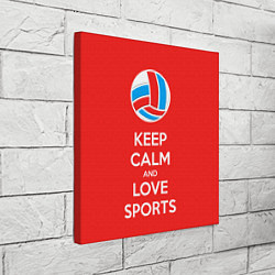 Холст квадратный Keep Calm & Love Volleyball, цвет: 3D-принт — фото 2