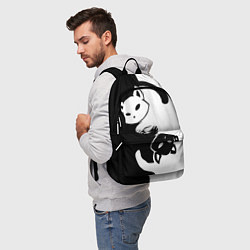 Рюкзак Черный и белый кот кувыркаются, цвет: 3D-принт — фото 2