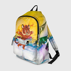 Рюкзак Тигренок бежит купаться в круге, цвет: 3D-принт