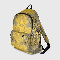 Рюкзак Коллекция Фрактальная мозаика Желтый на черном 573, цвет: 3D-принт