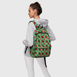 Рюкзак Клубника на зеленом фоне, цвет: 3D-принт — фото 2