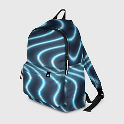 Рюкзак Неоновый свет Волны голубые на темном фоне