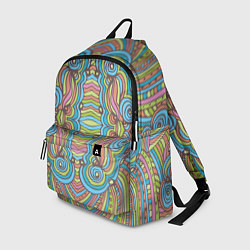 Рюкзак Абстрактный разноцветный узор Линии, волны, полосы, цвет: 3D-принт