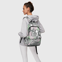 Рюкзак Абстрактные черно-белые круги в зелёных листьях, цвет: 3D-принт — фото 2