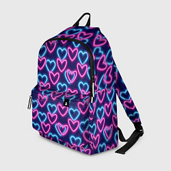 Рюкзак Неоновые сердца, паттерн, цвет: 3D-принт