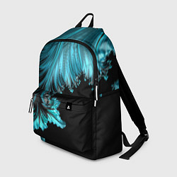 Рюкзак Черный с голубым неоновый фрактал Ледяная абстракц, цвет: 3D-принт