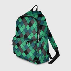 Рюкзак Зеленый клетчатый узор Изумрудный, цвет: 3D-принт