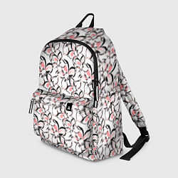 Рюкзак Бело-розовые цветы с черной обводкой, цвет: 3D-принт