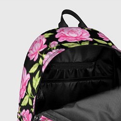 Рюкзак Розовые пионы на черном, цвет: 3D-принт — фото 2