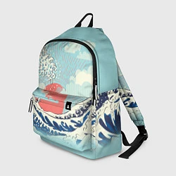 Рюкзак Морской пейзаж с большими волнами на закате, цвет: 3D-принт