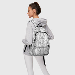 Рюкзак Мозаичный чёрно-белый паттерн, цвет: 3D-принт — фото 2