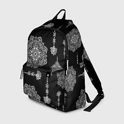 Рюкзак Паттерн с орнаментом мандалы на черном фоне, цвет: 3D-принт