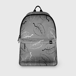 Рюкзак Узор из черных и белых листьев на сером фоне, цвет: 3D-принт — фото 2