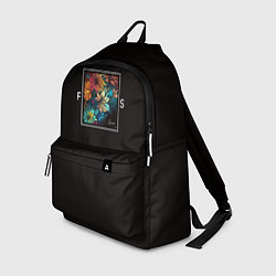 Рюкзак Цветы в квадрате с надписью, цвет: 3D-принт