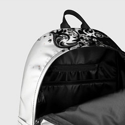 Рюкзак Черно-белая птица среди узорчатых цветов, цвет: 3D-принт — фото 2