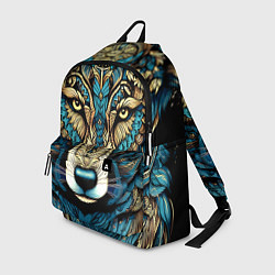 Рюкзак Волк в бирюзовом орнаменте, цвет: 3D-принт