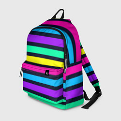 Рюкзак Неоновые полосы на черном фоне, цвет: 3D-принт