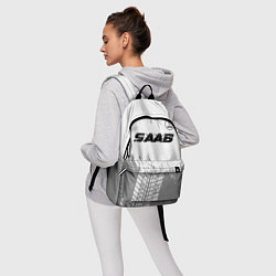 Рюкзак Saab speed на светлом фоне со следами шин: символ, цвет: 3D-принт — фото 2