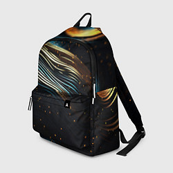 Рюкзак Золотые волны на черном фоне, цвет: 3D-принт