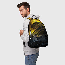 Рюкзак Золотистые волны на черном, цвет: 3D-принт — фото 2