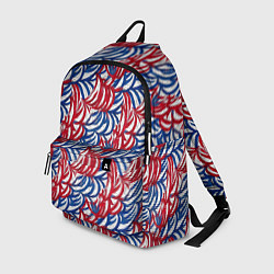 Рюкзак Белые синие красные узоры, цвет: 3D-принт