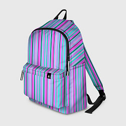 Рюкзак Розово-голубой неновый полосатый узор, цвет: 3D-принт