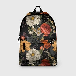 Рюкзак Цветочный паттерн на черном, цвет: 3D-принт — фото 2