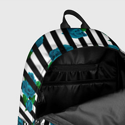 Рюкзак Полосы и бирюзовые розы, цвет: 3D-принт — фото 2