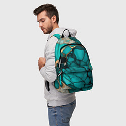 Рюкзак Зеленый мрамор с золотыми прожилками, цвет: 3D-принт — фото 2