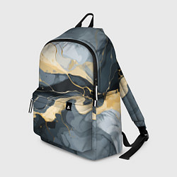 Рюкзак Черный с золотом мрамор, цвет: 3D-принт