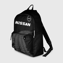 Рюкзак Nissan speed на темном фоне со следами шин: символ