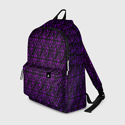Рюкзак Фиолетовые ромбы на чёрном фоне, цвет: 3D-принт