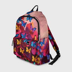 Рюкзак Разноцветные бабочки - розовые цветы