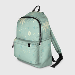 Рюкзак Снежинки и звезды на матно зеленем, цвет: 3D-принт