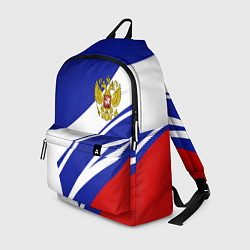Рюкзак Герб России на абстрактных полосах, цвет: 3D-принт