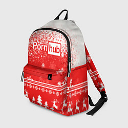 Рюкзак Порнхаб - красный новогодний паттерн, цвет: 3D-принт