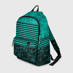 Рюкзак Темно бирюзовый полосатый узор, цвет: 3D-принт