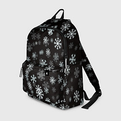 Рюкзак Снежинки белые на черном, цвет: 3D-принт