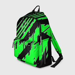 Рюкзак Зелёные линии на чёрном фоне, цвет: 3D-принт