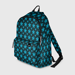 Рюкзак Паттерн снежинки тёмно-бирюзовый, цвет: 3D-принт