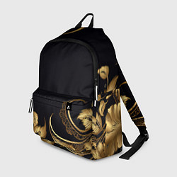 Рюкзак Золотистые объемные листья и узоры, цвет: 3D-принт