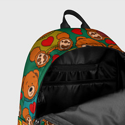 Рюкзак Игрушки мишки в цветных свитерах и сердца, цвет: 3D-принт — фото 2