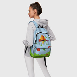 Рюкзак Пара влюбленных попугаев на ветке с гибискусами, цвет: 3D-принт — фото 2