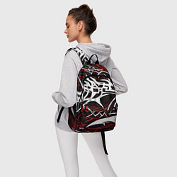 Рюкзак Белые и красные агрессивные линии на чёрном фоне, цвет: 3D-принт — фото 2